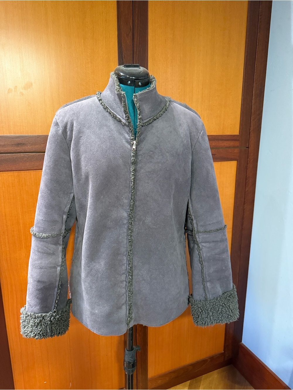 Brand Velvet Gray/Brown Shearling Jacket